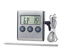 Termometro per forno, barbecue, carne con sonda, termometro da cucina INRIGOROUS con conto alla rovescia integrato, timer da cucina con allarme per grigliare barbecue, batteria inclusa (base)