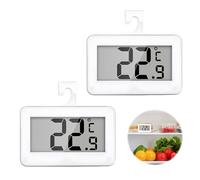 Termometro per frigorifero, 2 pezzi, termometro digitale LCD per congelatore, temperatura senza fili, con posizionamento di lettura e gancio per appendere la cucina, bianco