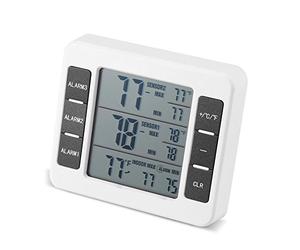Termometro per Frigorifero Digitale, Termometro Senza Fili Interno/Esterno del Congelatore con 2 Sensori Wireless e Allarme Audio, Termometri da Frigo Registrare Min/Max, per Casa, Ristoranti