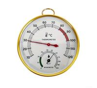 Termometro per sauna e indicatore di umidità con classico fattore di forma rotonda, bordo in metallo e contrasto elevato per una valutazione efficace delle condizioni