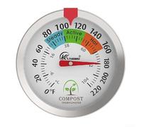Termometro per terriccio in acciaio inox, 40 cm/50 cm, per giardino, aiuole rialzate, serre, non richiede batterie, intervallo di temperatura da 10 °C a 76 °C, grande quadrante trasparente (40 cm)