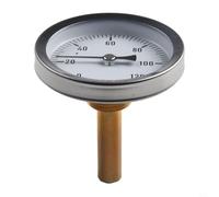 Termometro per tubi, 0 - 120 °C, alloggiamento in alluminio con tasca in ottone, impermeabile, attacco filettato posteriore BSPT, diametro 63 mm, per impianti di riscaldamento ad acqua calda