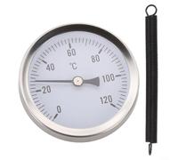 Termometro per tubi in metallo 63mm per quadrante per il metallo dei | 63 mm trasparente per quadrante, robusto alloggiamento in metallo, finitura argento nero, grado industriale, facile lettura