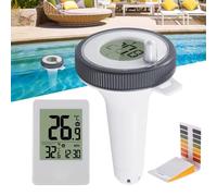 Termometro Piscina, TGKYK Termometro per Piscina con Temperatura Ambiente, Funzione Orologio, Carta PH, Termometro da Piscina, Termometro Radio per Piscina per Piscina, Laghetto