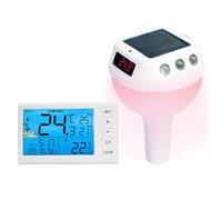 Termometro Solare Digitale per Piscina Galleggiante Senza Fili da 100 m (328 piedi) con Schermo del Ricevitore da 4,4", Illuminazione RGB, Impermeabile IP68 e Monitoraggio della Temperatura Ambiente