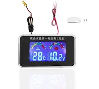 Termometro Voltmetro per Auto, Fydun 12V/24V/36V 2 In 1 Universale Voltmetro Digitale LCD Termometro Acqua Impermeabile con Sensore di Temperatura Acqua da 10mm per Auto, Camion