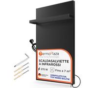 Termoplaza Scaldasalviette Elettrico Bagno Infrarossi 270 W fino a 7m2 - Pannello Radiante Infrarossi - Termoarredo Elettrico Bagno - Termosifone Nero - Pannelli Radianti Verticali