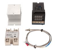 Termoregolatore PID Digitale, Controllore Temperatura con K Termocoppia, SSR e Dissipatore, 100V - 240V 40A - Controllo Veloce, Alta Precisione, Adatto per Allevamento e Industri (Tipo 1)