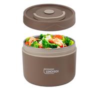 Termos per Alimenti, Contenitore Termico 550ml, 2 Strati Contenitore per Pranzo in Acciaio Inossidabile Contenitori per Conservazione Degli Alimenti Scatole Picnic (Adatto al microonde, Marrone scuro)