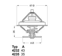 Termostato 4235.80D BorgWarner (Wahler) per BMW 3 3 Touring 3 Coupé 5 2500-3.3 6