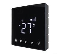 Termostato Ambiente Digitale Touchscreen per Ventilconvettori - Programmabile Controllo Riscaldamento Raffreddamento 8.6x8.6cm Nero