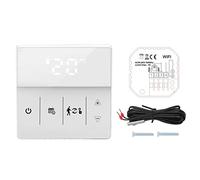 Termostato caldaia intelligente, controller temperatura WiFi con schermo touch, 90-240V, bianco - Controllo remoto via App, voice control/Tmall Genie, timer programmab (bianco)