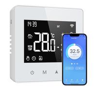 Termostato collegato WiFi, Tuya Termostato collegato Termostati Caldaia Gas, con Schermo LED Touch, Termostati programmabili, Compatibile con Alexa e Google Home, Controllo vocale e remoto (Bianco)