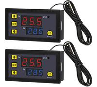 Termostato Digitale LCD W3230 Regolatore di Temperatura DC 12V 20A Interruttore di Controllo -50-110 Gradi Celsius con Sonda di Temperatura Allarme di Alta Temperatura per Frigo, Trasparente (2 Pezzi)