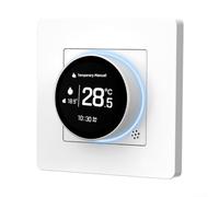 Termostato intelligente a manopola per caldaia a gas e riscaldamento a pavimento, touch screen TFT da 1,8", regolatore di temperatura programmabile WiFi con vetro temperato, compatibile con (White-GA)