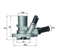 Termostato Liquido Refrigerante con Guarnizione MAHLE per Lancia Ypsilon