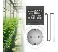 Termostato presa, riscaldamento, timer digitale con cavo lungo 2 metri con testa impermeabile, schermo LCD, timer per serra, acquario, terrario