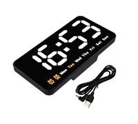 Termostato programmabile, 21,5 x 11 x 3 cm, display digitale, orologio da parete con funzione temperatura e ora, schermo LED ad alta definizione, per casa e ufficio, colore: bianco