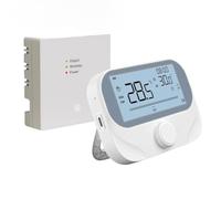 Termostato senza fili RF per caldaia Tuya Smart, ampio display | Termostato programmabile con manopola girevole, indicatore meteo/umidità, bianco