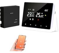 Termostato senza fili Wi-Fi, termostato caldaia a gas, a batteria, termostato per ambiente programmabile a 2 fili controllato da Tuya o Smart Life, compatibile con Alexa e Google Home (Nero)