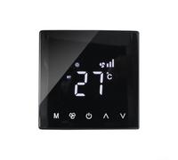 Termostato touch moderno con schermo LCD touchscreen e pannello curvo con interruttore timer per regolazioni della temperatura programmate e integrazione del sistema