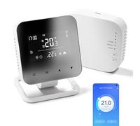 Termostato Wi-Fi per caldaia a 2,4 GHz, termostat a batteria (non inclusa) programmabile giornalmente, controllo vocale compatibile con Google Assistant e Alexa, controllo tramite Tuya/Smart Life 230V