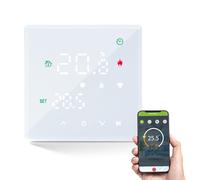 Termostato Wifi 5A Batteria, Termostato Caldaia Smart 2 Fili Cronotermostato Digitale Per Caldaia A Gas, Thermostat Ambiente Unterstützung Für Google Assistant Und Alexa Bianco