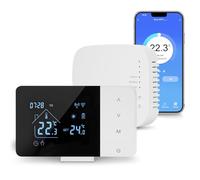 Termostato wifi, Intelligente Cronotermostato Wireless con Ricevitore per Caldaia 3A, Programmabile Settimanale, termostato da parete compatibile con Alexa e Google Assistant, a Batteria