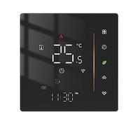 Termostato WiFi Regolatore di temperatura ambiente senza fili acqua/riscaldamento a pavimento elettrico Caldaia a gas Umidità APP Lavoro(WHT-006-GB-BK-MS)