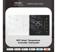 Termostato WiFi Regolatore di temperatura ambiente wireless per acqua/riscaldamento a pavimento elettrico Caldaia a gas Umidità Tuya Funziona con Alexa