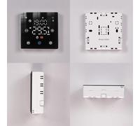 Termostato WiFi Tuya Smart per controllo riscaldamento caldaia a gas con impostazioni di risparmio energetico e monitoraggio remoto (nero)