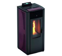 Termostufa a Pellet Idro 15 - KW 13,8 Colore Bordeaux con Telecomando Riscaldam