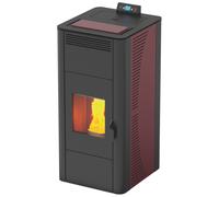 Termostufa a Pellet Idro 24 - KW 21,9 Col. Bordeaux con Telecomando Riscaldamen