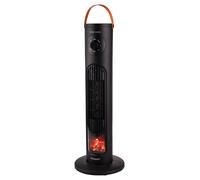 Termoventilatore a torretta 2000W, display con effetto camino, nero, Kooper