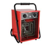 Termoventilatore elettrico 5 kW, 400 V, quadrato, rosso DEDRA DED9922, per ambienti ben isolati, termostato, protezione contro il surriscaldamento, tre modalità di funzionamento, controllo della