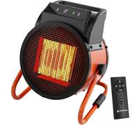 Termoventilatore in ceramica con termostato, 2000 W, riscaldatore elettrico con telecomando, 4 livelli di riscaldamento, riscaldamento rapido per esterni, adatto per cortili, serre e officine