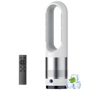 Termoventilatore Senza Pale Ventilatore Torre Caldo Freddo Telecomando 18" 8velocità Oscillazione 80°Timer Ore purificatore d'Aria Portatile Display LED circolante Ufficio Interno