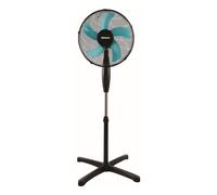 Termozeta Windzeta Plus Nero - Ventilatore a Piantana con 5 Pale Semitrasparenti Azzurre, Ø 40 cm, 40W, 3 Velocità, Altezza 120 cm, Oscillazione Automatica e Base a Croce (cod. TZWZ02PLUSN)