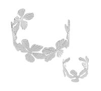 TERNCOEW 2Pcs Elegante Floreale Fantasia Anelli Regolabile Combo Gioielli Portatile Idee Regalo Metallo Bangle Anelli Combo, Misura unica, come descritto