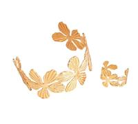 TERNCOEW 2Pcs Elegante Floreale Fantasia Anelli Regolabile Combo Gioielli Portatile Idee Regalo Metallo Bangle Anelli Combo, Misura unica, come descritto