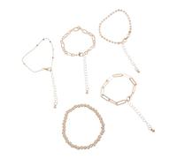 TERNCOEW Confezione da 5 gioielli da polso impilabili regolabili in metallo, versatili catenine per eventi casual e formali, con perline in metallo luccicante, Misura unica, come descritto