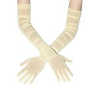TERNCOEW Guanti in rete testurizzati resistenti alle pieghe, lunghezza 90 cm, delicati copribraccia per teatro, danza, cocktail, eleganti guanti in tulle a strati, Pollo giallo, Taglia unica