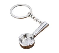 TERNCOEW Portachiavi in metallo con ciondolo a forma di macchina da caffè, idea regalo per amanti della caffettiera, Cucchiaio Argento, Taglia unica