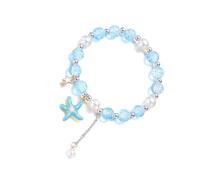 TERNCOEW Semplice ciondolo ispirato al mare sottile a forma di stella e pesce, accessorio elegante fatto a mano, gioiello da polso per uso quotidiano ispirato alla natura per ragazze, Misura unica