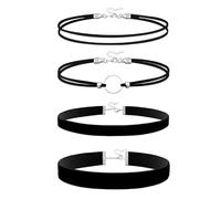 TERNCOEW Set di 2 collane in tessuto nero regolabili leggere per occasioni casual o formali, eleganti girocolli neri a strati, Misura unica, come descritto, come descritto