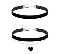 TERNCOEW Set di 2 collane in tessuto nero regolabili leggere per occasioni casual o formali, eleganti girocolli neri a strati, Misura unica, come descritto, come descritto