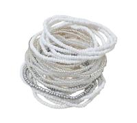 TERNCOEW Set di 20 braccialetti con perline bianche, accessori unici per feste in spiaggia e vacanze, braccialetti versatili