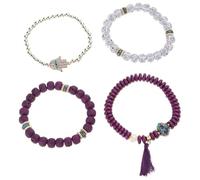 TERNCOEW Set di 4 pezzi con occhi malvagi da donna, con nappe a mano di Fatima e perline e catena in spiaggia per vacanze