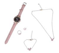 TERNCOEW Set di 6 gioielli a forma di farfalla, da donna, in pelle, al quarzo, con anello, collana, orecchini, regalo di nozze