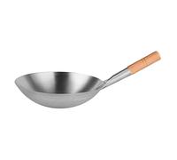 TERNCOEW Wok in acciaio inox, 24 cm e 26 cm, antiaderente, per soffriggere e friggere, manico in legno, lavabile in lavastoviglie e utilizzabile in forno